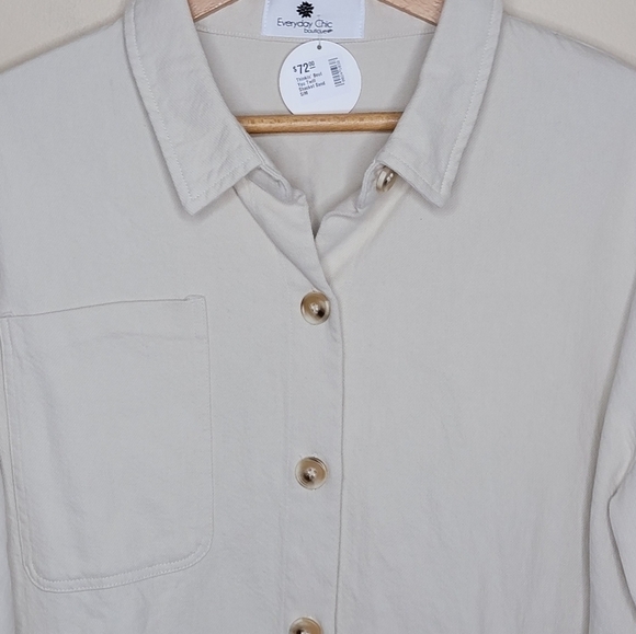 NWT Everyday Chic Boutique | Twill Shacket in Cream Sand NWT Size S/M - Picture 2 of 6